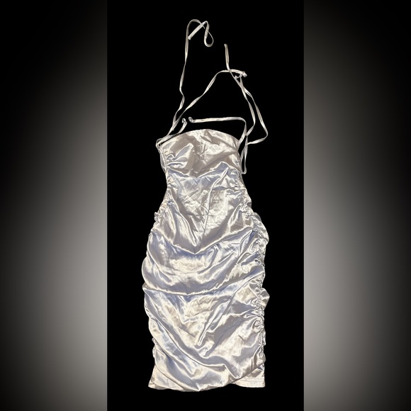 Ruched Satin Mini Dress - Picture 5 of 5